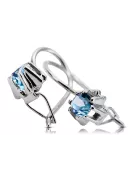 Стерлінгове срібло 925 14k 583 Aquamarine Сережки vec053s Російський Радянський СРСР Вінтаж стиль Ар-деко style